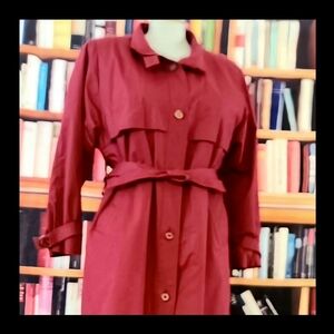 Vintage London Fog Red Trench Coat | Women’s 8 Petite | Zip-In Thinsulate Liner